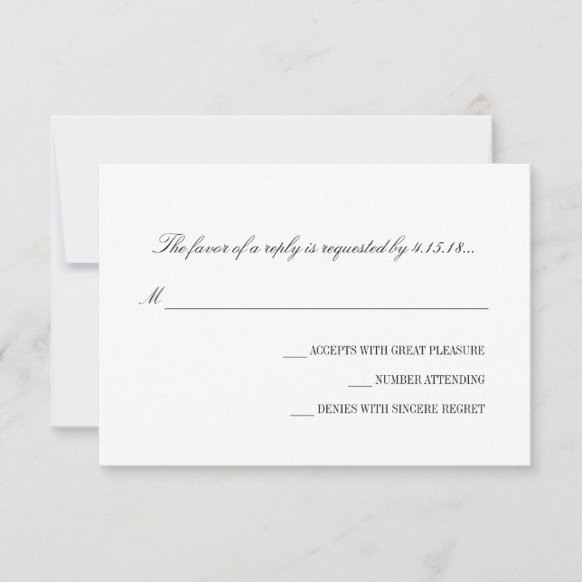 Convite de casamento - RSVP | Básico (Frente)