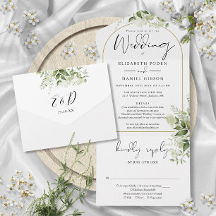 Convite de Casamento RSVP com Detalhes Florais de