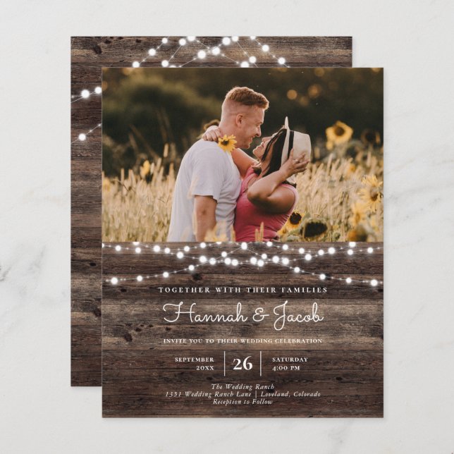 Convite de casamento RSVP de Código QR de Madeira  (Frente/Verso)