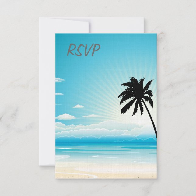 Convite de Casamento RSVP de Praia Azul (Frente)