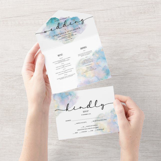 Convite de casamento/rsvp/menu de aquarela.  (Tearaway)