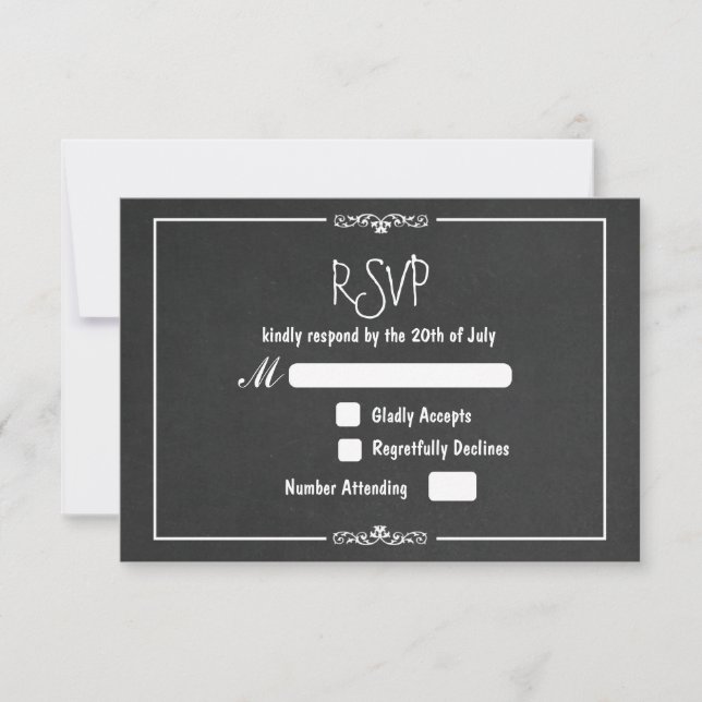 Convite de Casamento RSVP Ornamento de Giz Vintage (Frente)