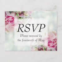 Convite de casamento RSVP Postcard Roses Rosa