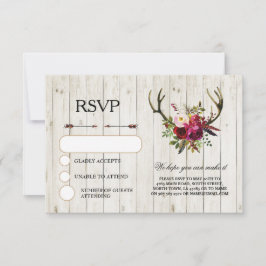 Convite de Casamento RSVP Rustico Galhadas Cartões