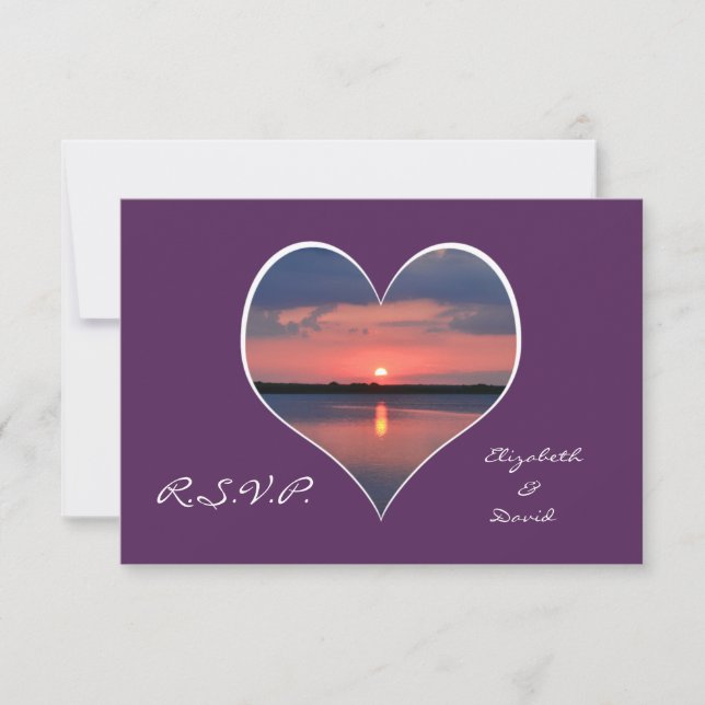 Convite de Casamento RSVP - Sunset em Roxo Cardíac (Frente)