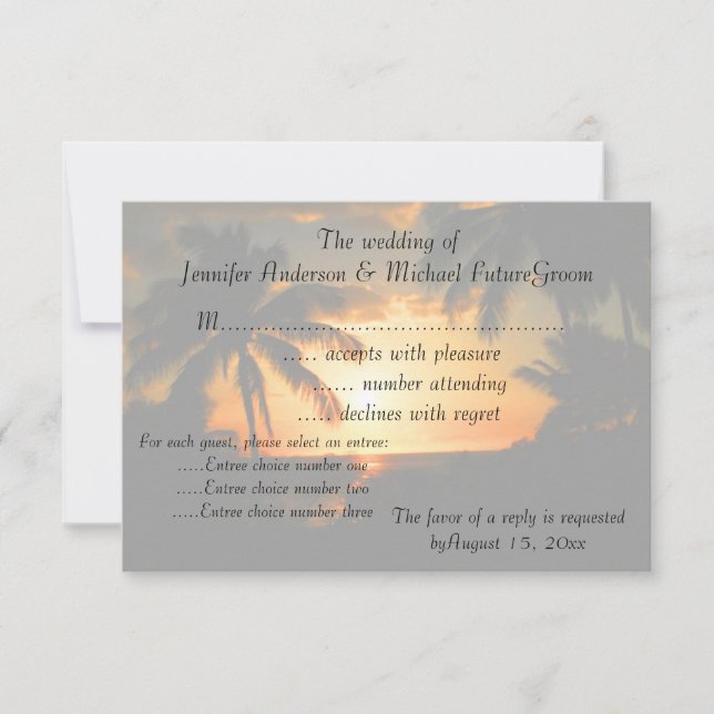 Convite de Casamento RSVP Sunset Havaiano (Frente)