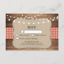 Convite de Casamento RSVP Vermelho Xadrez Cartões 