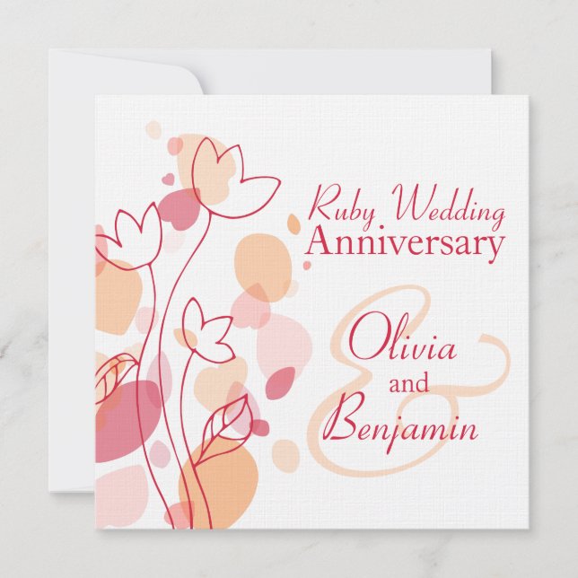 convite de casamento rubi vermelho das pétalas de  (Frente)