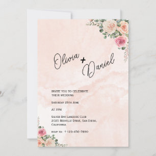 Convite De Casamento Russo Floral A Creme Rosa