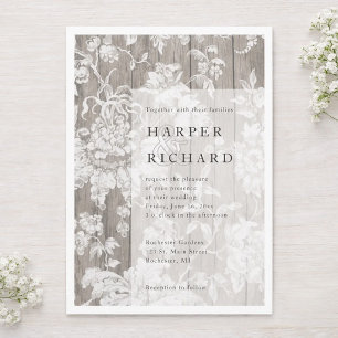 Convite de casamento russo para a madeira e a flor