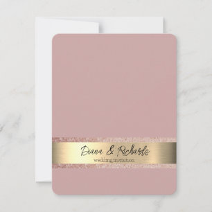 Convite De Casamento Rustic Faux Foil Dourado Rosa