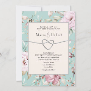 Convite de Casamento Rustic Floral Bege Rosa