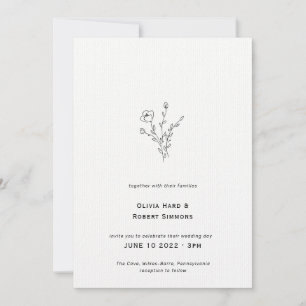Convite De Casamento Rustic Floral Minimalista