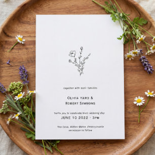 Convite De Casamento Rustic Floral Minimalista