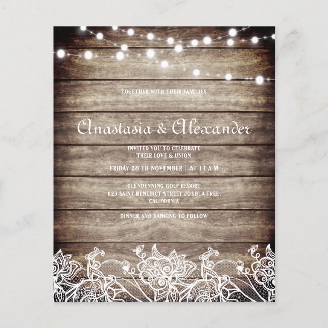 Convite de casamento Rustic. flyer (Frente)