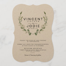Convite de casamento Rustic Greenery Wreath Waterc