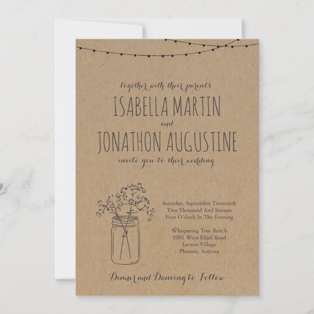 Convite De Casamento | Rustic Kraft (Frente)