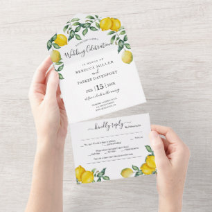 Convite de casamento Rustic Lemons tudo em um