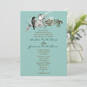 Convite De Casamento Rustic Lovebird