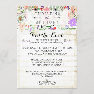 Convite de casamento Rustic Mini Flower Water Colo