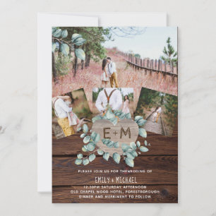 Convite de casamento Rustic Photo Greenery EUCALYP