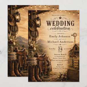 Convite de Casamento Rustic Ranch