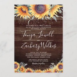 Convite de casamento Rustic Sunflower Countryside