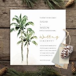 Convite de casamento Rustic Tropical Beach Palm Tr