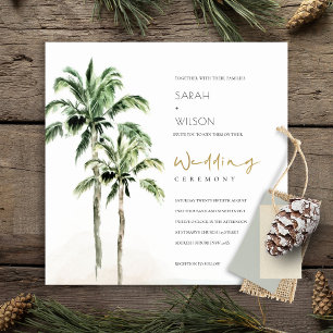 Convite de casamento Rustic Tropical Beach Palm Tr