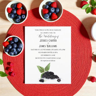 Convite De Casamento Rustic Watercolor Blackberry