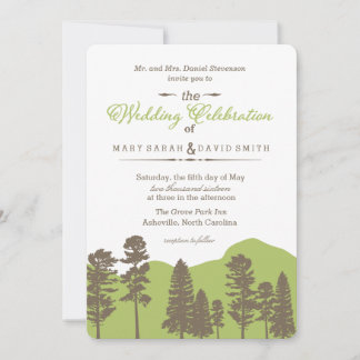 Convite de casamento Rustic Woodland Mountain and