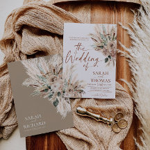 Convite de Casamento Rústico Bege Boho Outono
