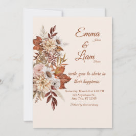 Convite de Casamento Rústico Boho | Cartão Floral 
