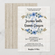 Convite de Casamento Rústico Boho com Flechas e Fl