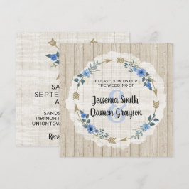 Convite de Casamento Rústico Boho com Flechas e Fl
