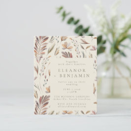 Convite de Casamento Rústico Botânico Tons Terroso