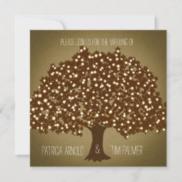 Convite de Casamento Rústico com Árvore Iluminada 