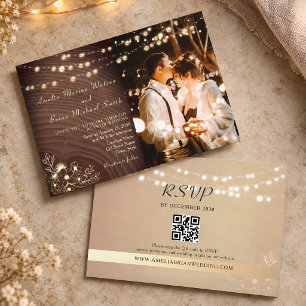 Convite de Casamento Rústico com Foto e Código QR