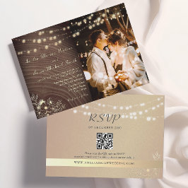 Convite de Casamento Rústico com Foto e Código QR
