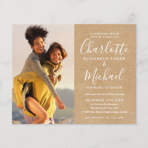 Convite de Casamento Rústico com Foto em Kraft Eco