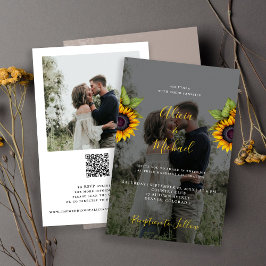 Convite de casamento rústico com foto QR RSVP orça