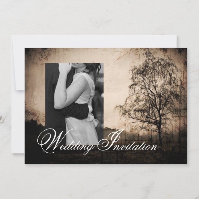 Convite de Casamento Rústico Country Western Vinta (Frente)