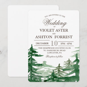 Convite de Casamento Rústico de Árvore de Abeto