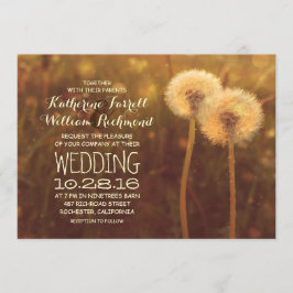 convite de casamento rústico de casal de dandelion