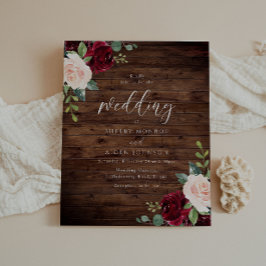 Convite de Casamento Rústico de Madeira em Borgonh