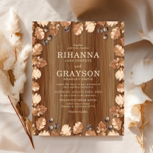 Convite de Casamento Rústico de Outono com Orçamen
