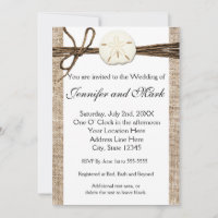 Convite de Casamento Rústico de Praia com Dólar de