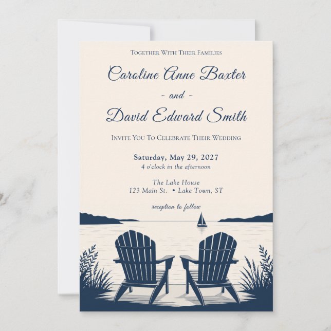Convite de Casamento Rústico Elegante à Beira do L (Frente)