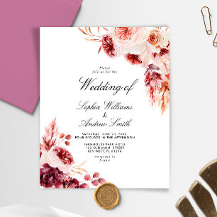 Convite de Casamento Rústico Elegante Boêmio Econô