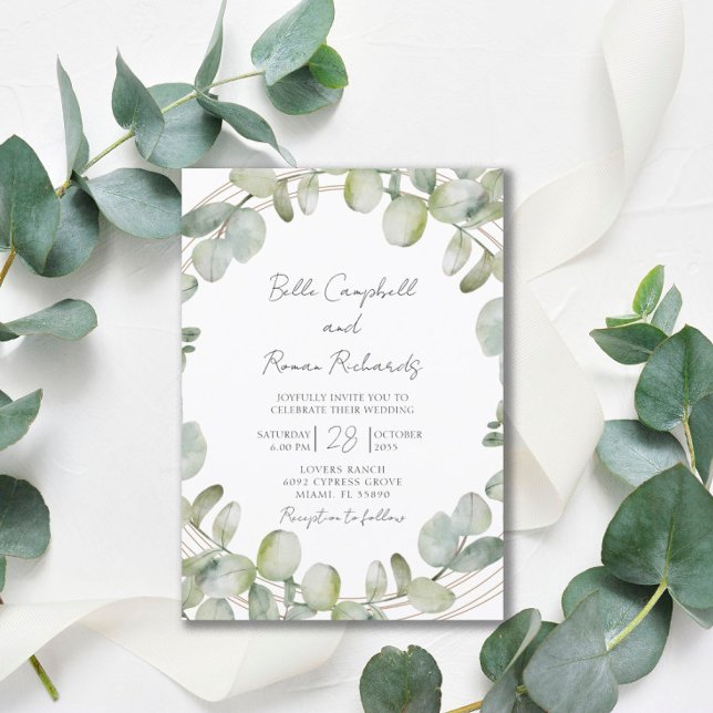 Convite de Casamento Rustico Eucalipto Verde Salvi (Criador carregado)